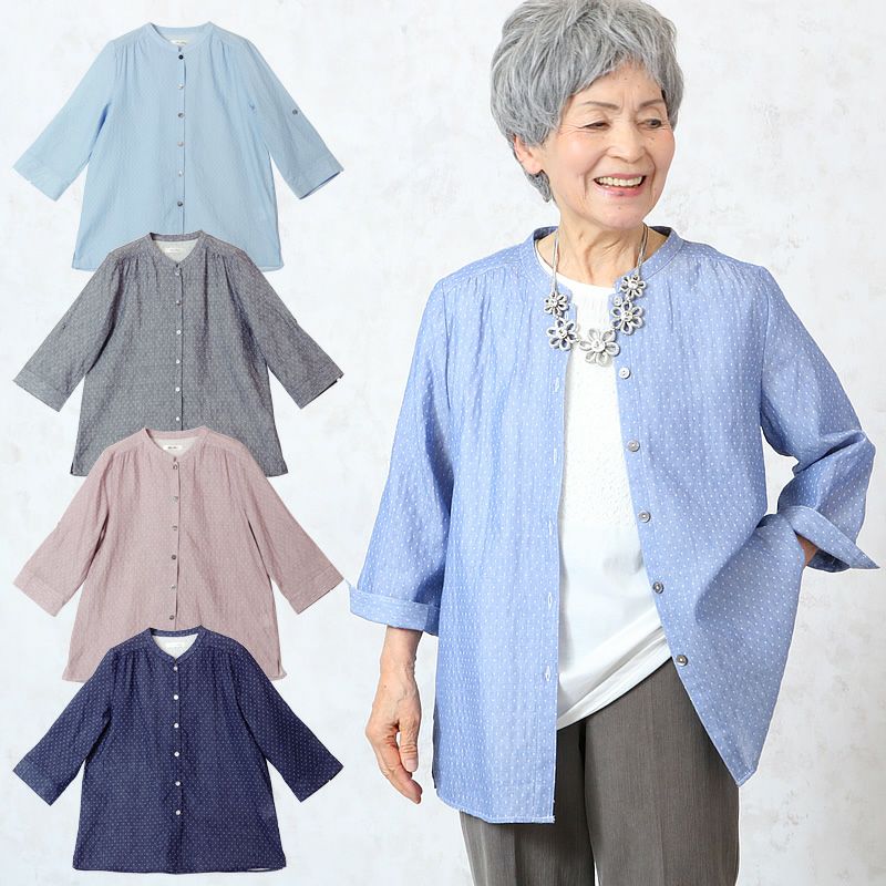 フラメンコ　アウトレット　ブラウス　グレー　プルメティ風水玉　42サイズ 000000005921-01.jpg?size=l&w=