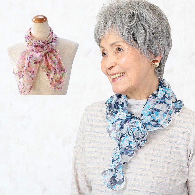 シルク花モチーフストール