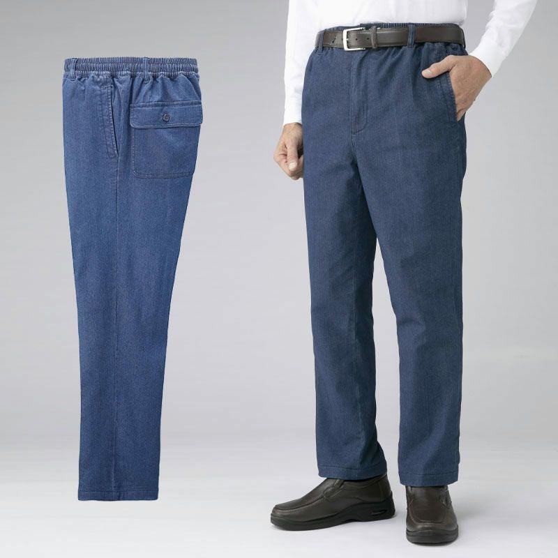 あったか裏フリース デニムパンツ 2色組 股下66cm