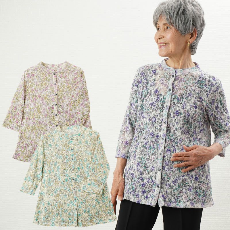 ノアール　お花ヒートカット　お花袖ブラウス HELLO.SANFRANCISCO】フラワーカットアウトオーバースウェット