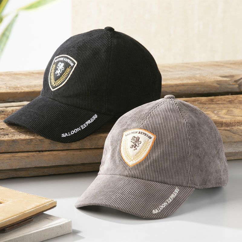 コーデュロイ ロゴワッペン キャップ 2色組