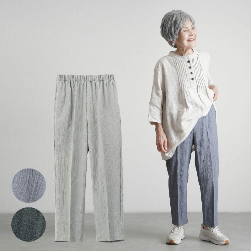 日本製 夏用 無地楊柳パンツ 股下58cm