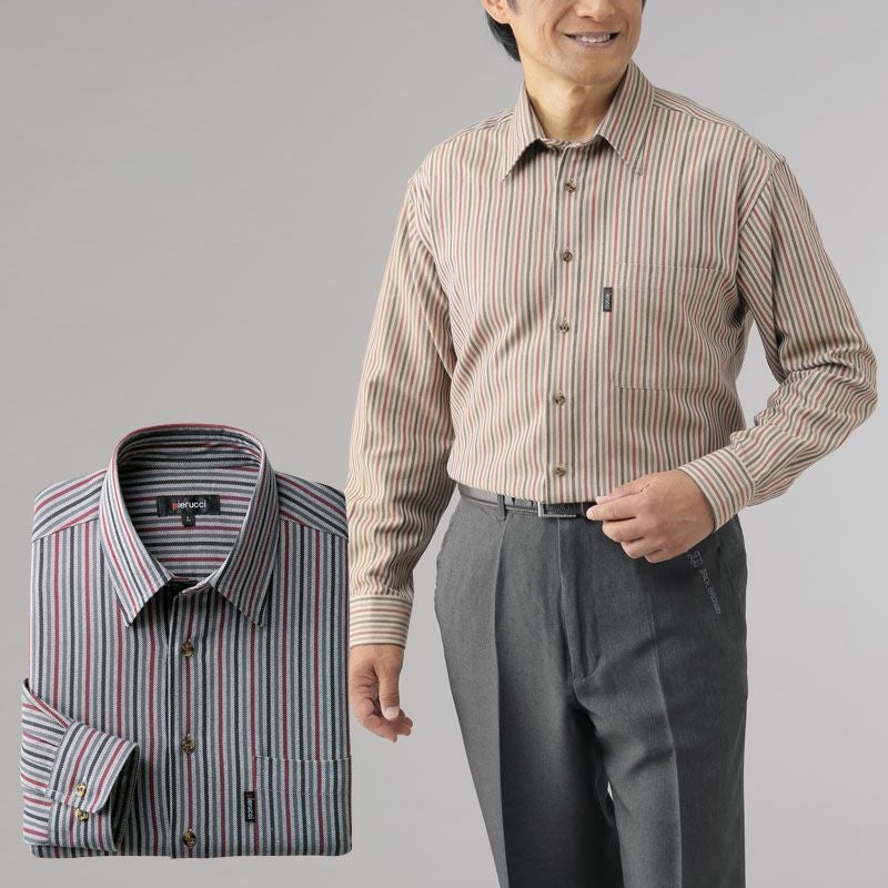 千鳥格子柄 長袖シャツ 2色組