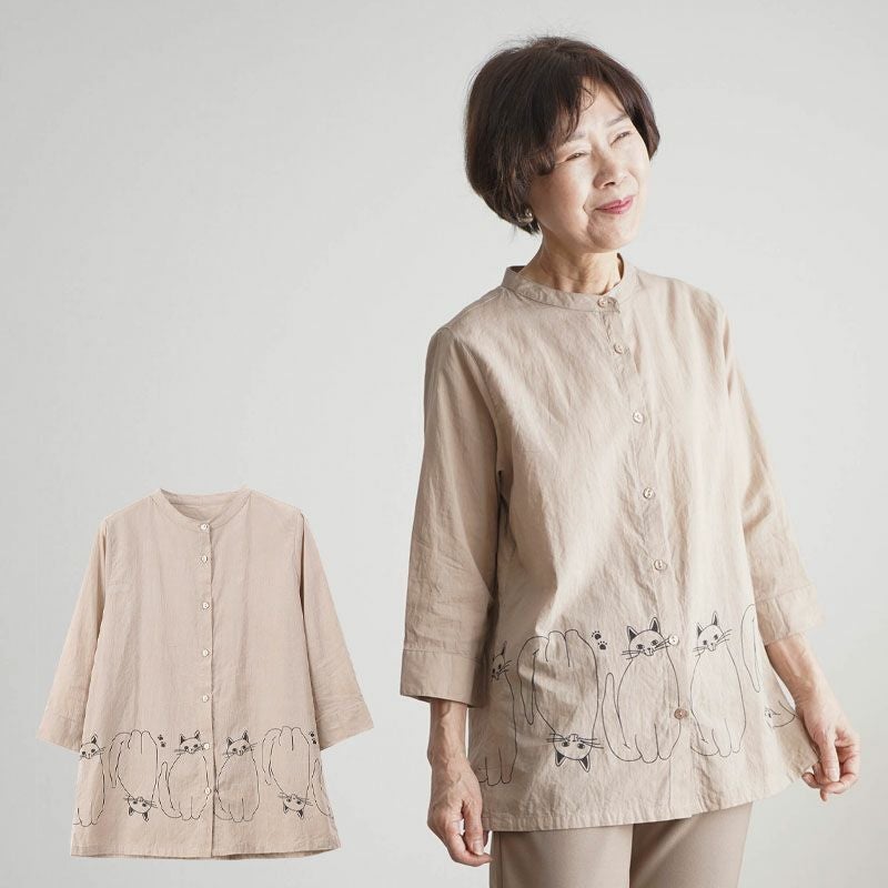 mother ネコブラウス 多ボタンひょっこりポケット猫ブラウス – to blossom