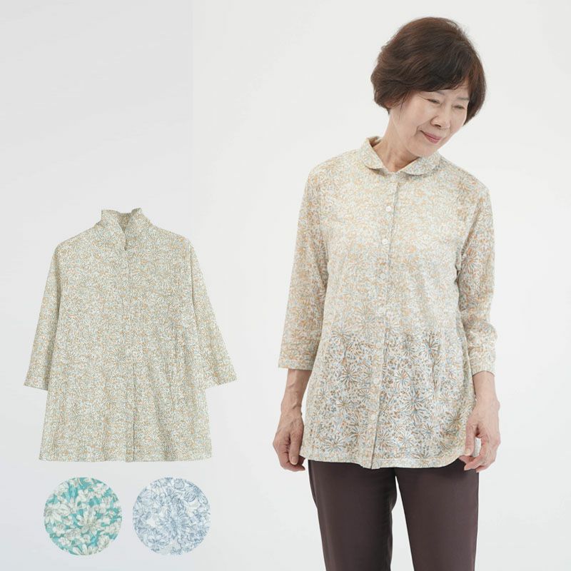シャツ/ブラウス(長袖/七分) virgin flower tops papermoon シャツ ブラウス レディース 七分袖 夏 五分袖 ロング丈 花柄 総柄