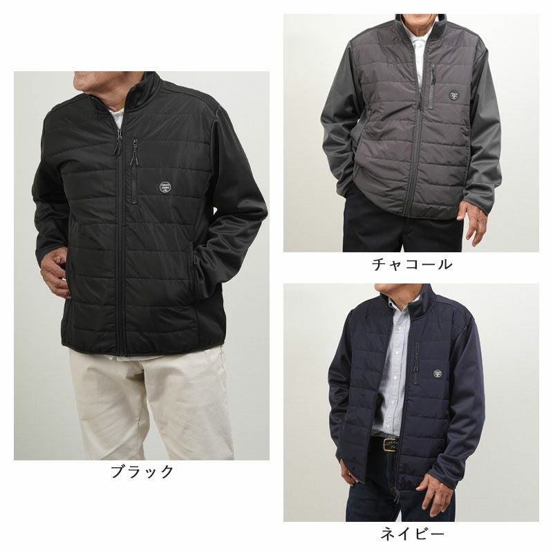 撥水 裏フリース×中綿キルト切替フルジップジャケット
