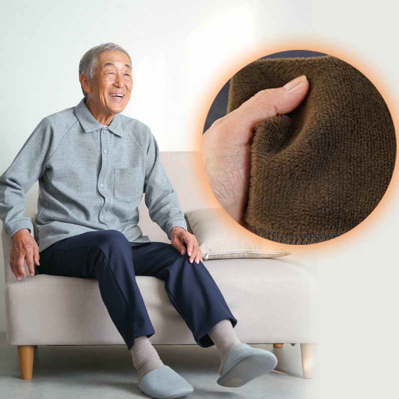 紳士用 そのままお出かけできる ゴム入れ替え あったか裏ベロア パンツ 股下68cm