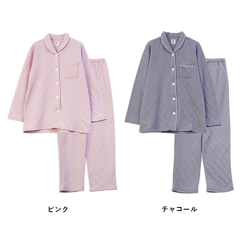 婦人 秋冬用 内側 綿100% キルティング 中綿 キルト ニット パジャマ
